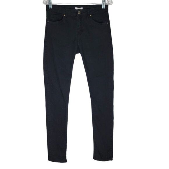 H&M Womens Black Slim Fit Jeans Size 8 Dark Wash Black 5 Pocket Stretch - Picture 1 of 8